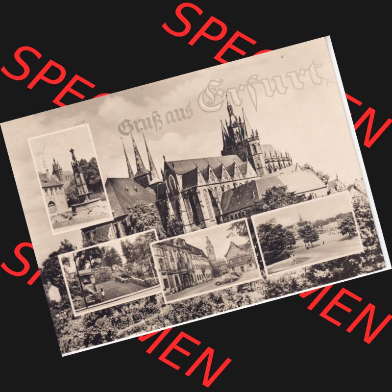 Ansichtskarte Bezirk Erfurt, Stadtkreis Erfurt, Stadt Erfurt Gruß aus Erfurt. Ansichtskarte bzw. Postkarte aus DDR-Zeiten der Deutschen Demokratischen Republik von Bezirk... Sammlung