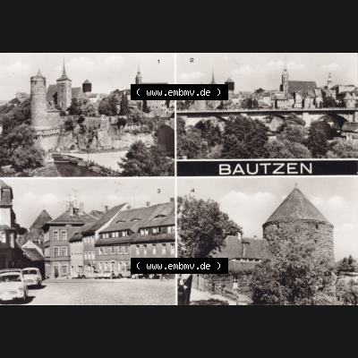 Ansichtskarte DDR Bezirk Dresden, Kreis Bautzen, Stadt Bautzen: In s/w Schwarzweiß Postkarte Alte Wasserkunst, Michaeliskirche, Friedensbrücke, Am Schülertor... Sammlung