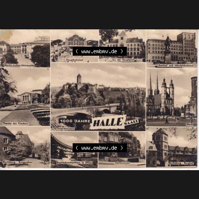 Ansichtskarte DDR Bezirk Halle, Stadtkreis Halle? Unbekannt: In s/w Schwarzweiß 1961, Mehrbildkarte, Martin-Luther-Universität, 1000 Jahre Halle-Saale,... Sammlung