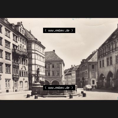 Ansichtskarte DDR Bezirk Dresden, Kreis Görlitz, Stadt Görlitz: In s/w Schwarzweiß Untermarkt mit Laubengängen (1) Sammlung