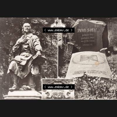 Ansichtskarte DDR Bezirk Dresden, Kreis Görlitz, Stadt Görlitz: In s/w Schwarzweiß Protest, Mystiker, Denkmal, Grabstätte Jakob Boehme 1575-1624... Sammlung
