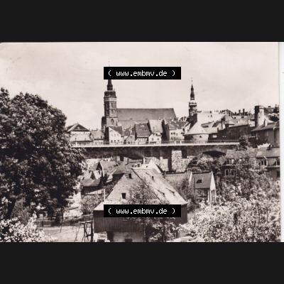 Ansichtskarte DDR Bezirk Dresden, Kreis Bautzen, Stadt Bautzen: In s/w Schwarzweiß Postkarte Blick auf den Petzidom mit Altstadt (1) Sammlung
