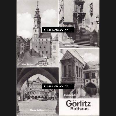 Ansichtskarte DDR Bezirk Dresden, Kreis Görlitz, Stadt Görlitz: In s/w Schwarzweiß 1980, Altes Rathaus, Rathaustreppe, Neues Rathaus, Gerichtslaube... Sammlung