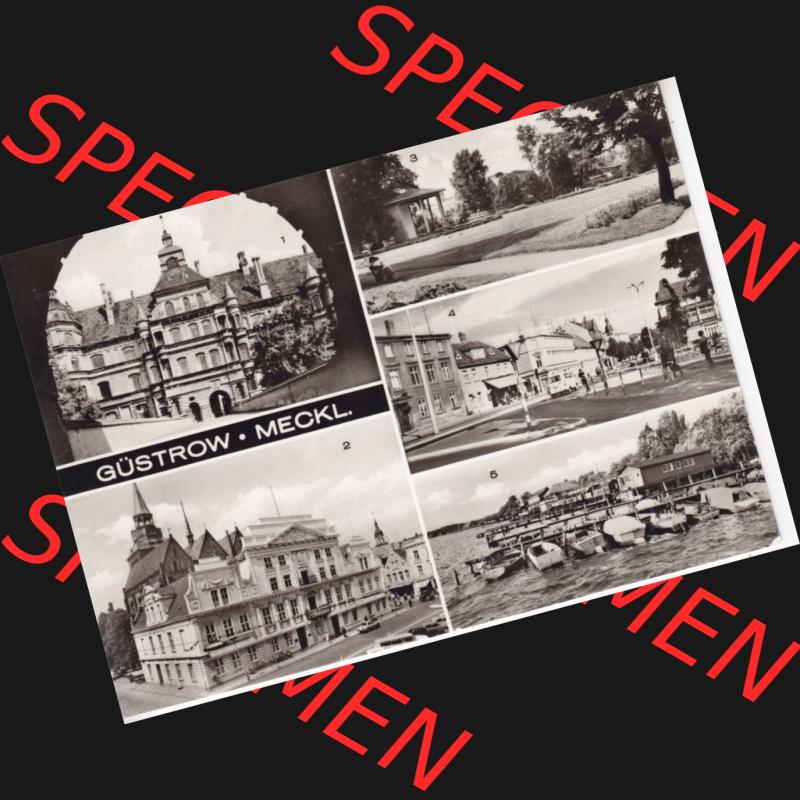 Ansichtskarte Bezirk Bezirk Schwerin, Kreis Güstrow, Stadt-Güstrow 1977, Schloss, Rathaus, Rosengarten, Eisenbahnstraße, Bootshäuser am Inselsee... Sammlung