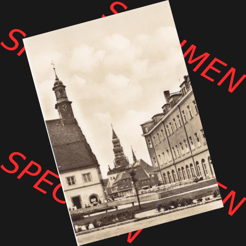 Ansichtskarte Bezirk Karl-Marx-Stadt, Landkreis Zwickau-Land, Stadt Zwickau der DDR Neuberin-Platz. DDR Postkarte aus privater Sammlung-Konvolut an gelaufenen Ansichtskarten aus Zwickau... Sammlung