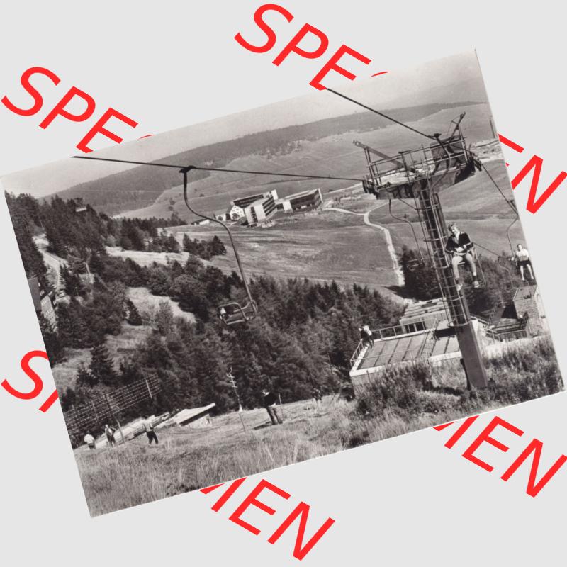 Ansichtskarte Bezirk Karl-Marx-Stadt, Landkreis Annaberg, Stadt Oberwiesenthal Sessellift zur Sprungschanze. Ansichtskarte bzw. Postkarte aus DDR-Zeiten der Deutschen Demokratischen... Sammlung
