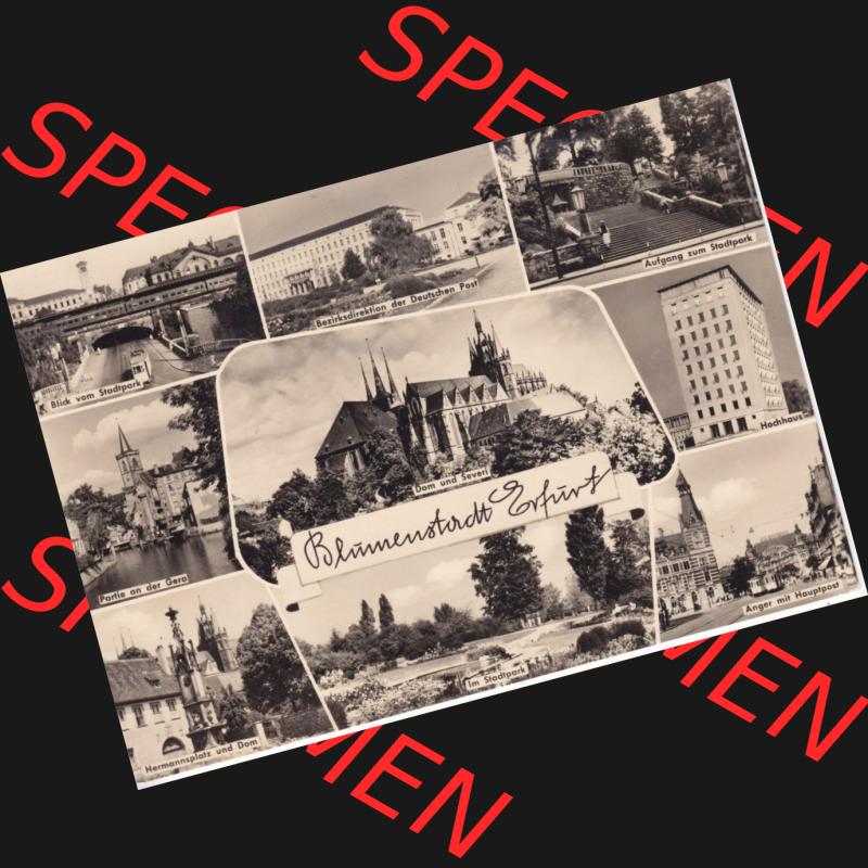 Ansichtskarte Bezirk Erfurt, Stadtkreis Erfurt, Stadt Erfurt Blumenstadt Erfurt, Blick vom Stadtpark, Aufgang zum Stadtpark, Partie an der Gera. Ansichtskarte bzw.... Sammlung