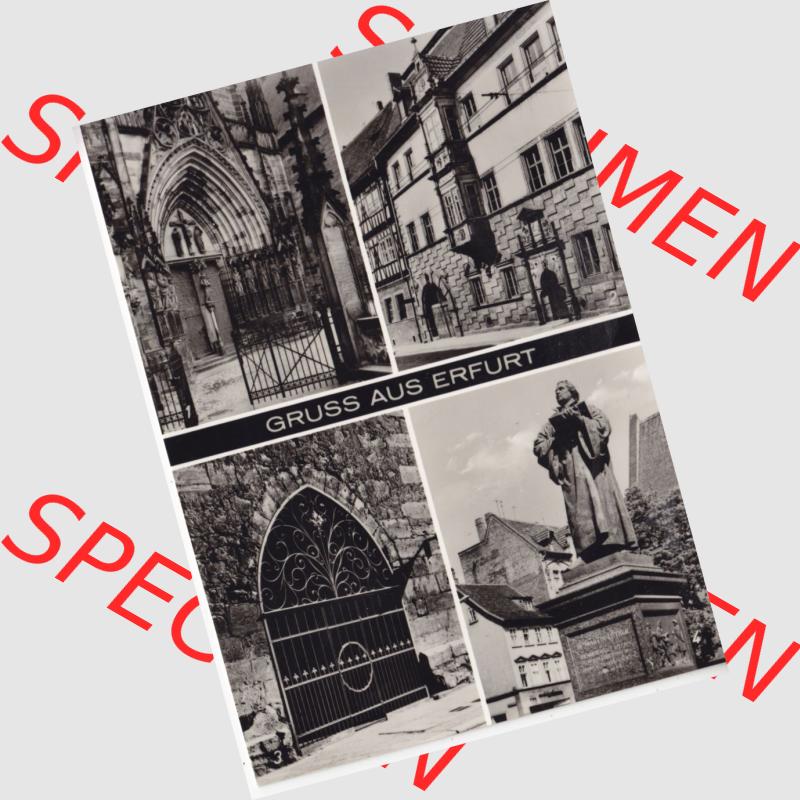 Ansichtskarte Bezirk Erfurt, Stadtkreis Erfurt, Stadt Erfurt Gruß aus Erfurt, Portal am Dom, Haus zum Stockfisch, Allenheiligen kirche. Ansichtskarte bzw.... Sammlung