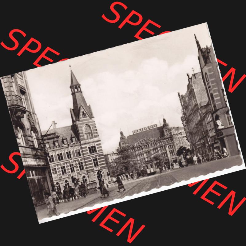 Ansichtskarte Bezirk Erfurt, Stadtkreis Erfurt, Stadt Erfurt Post und Warenhaus. Ansichtskarte bzw. Postkarte aus DDR-Zeiten der Deutschen Demokratischen Republik von Bezirk Erfurt,... Sammlung