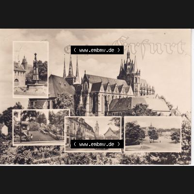 Ansichtskarte Bezirk Erfurt, Stadtkreis Erfurt, Stadt Erfurt Gruß aus Erfurt. Ansichtskarte bzw. Postkarte aus DDR-Zeiten der Deutschen Demokratischen Republik von Bezirk... Sammlung