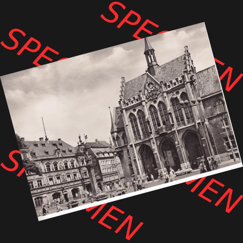 Ansichtskarte Bezirk Erfurt, Stadtkreis Erfurt, Stadt Erfurt Fischmarkt mit Rathaus. Ansichtskarte bzw. Postkarte aus DDR-Zeiten der Deutschen Demokratischen Republik von Bezirk... Sammlung