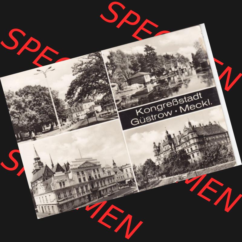 Ansichtskarte Bezirk Bezirk Schwerin, Kreis Güstrow, Stadt-Güstrow 197x, Bahnhof, Am Fährkrug, Rathaus, Schloß (1) Sammlung