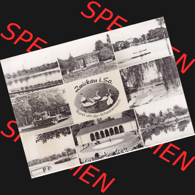 Ansichtskarte Bezirk Karl-Marx-Stadt, Landkreis Zwickau-Land, Stadt Zwickau der DDR Rund um den Schwanenteich. DDR Postkarte aus privater Sammlung-Konvolut an gelaufenen Ansichtskarten... Sammlung
