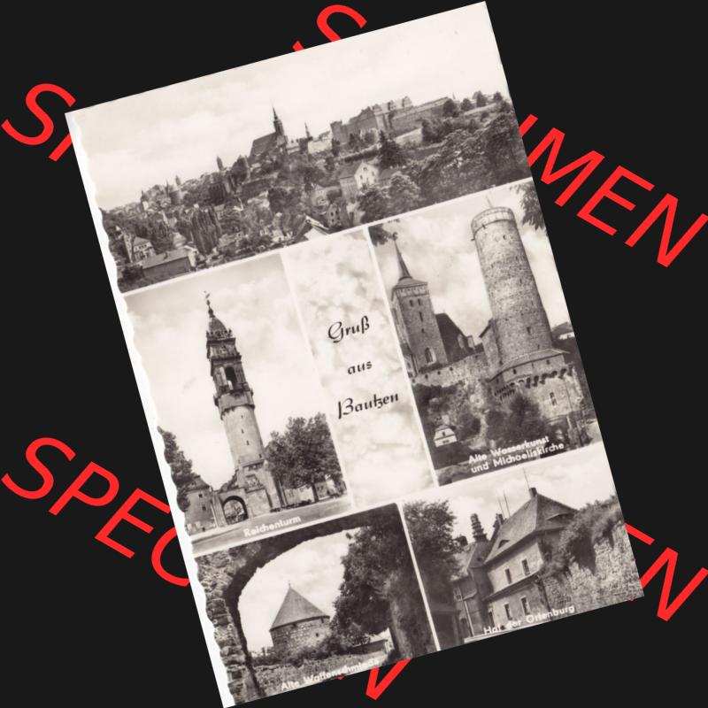 Ansichtskarte DDR Bezirk Dresden, Kreis Bautzen, Stadt Bautzen: In s/w Schwarzweiß Postkarte Gruß aus Bautzen, Reichentur, Alte Wasserkunst und Michaeliskirche... Sammlung