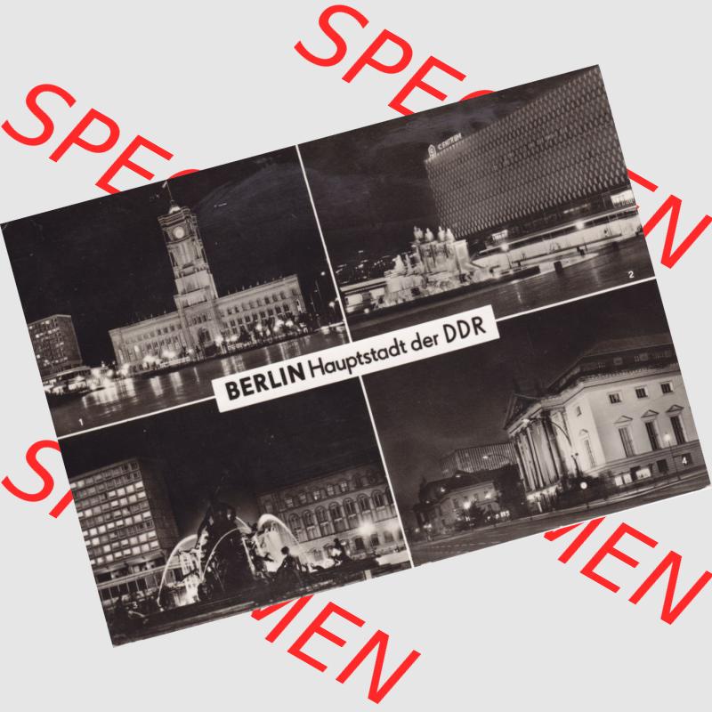 Ansichtskarte DDR Bezirk Berlin, Stadt Berlin-Mitte: Nachtaufnahmen, Rathaus, Warenhaus Centrum, Neptun-Brunnen, Deutsche Staatsoper (1) Sammlung