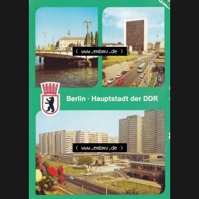 Ansichtskarte DDR Bezirk Berlin, Stadt Berlin-Mitte: 1982, Weidendammer Brücke, Blick zum Hendelszentrum, Greifswalder Straße (1) Sammlung