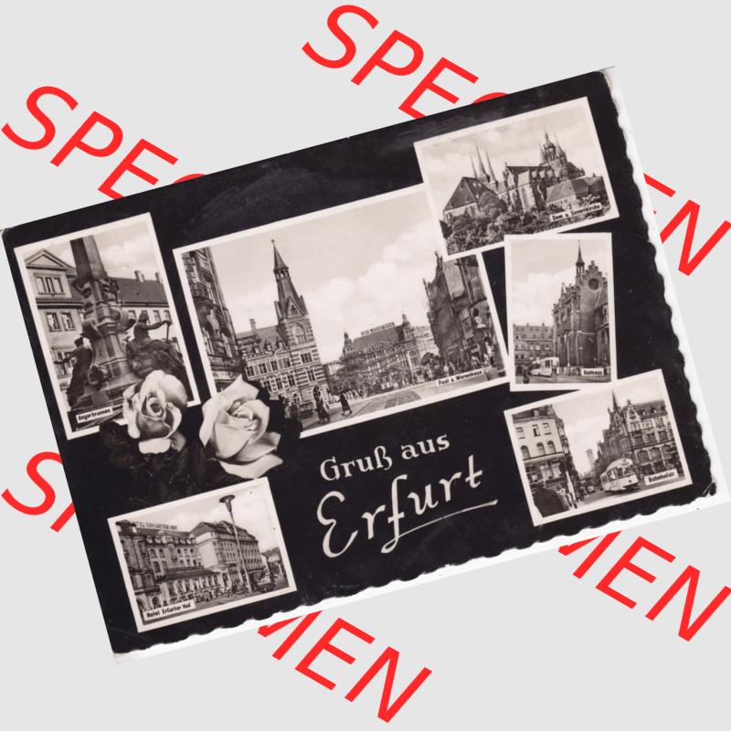 Ansichtskarte Bezirk Erfurt, Stadtkreis Erfurt, Stadt Erfurt Gruß aus Erfurt. Ansichtskarte bzw. Postkarte aus DDR-Zeiten der Deutschen Demokratischen Republik von Bezirk... Sammlung