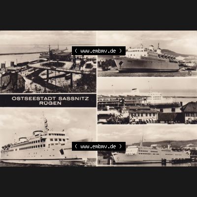 Ansichtskarte DDR Bezirk Rostock, Kreis Rügen, Stadt Sassnitz Ostseestadt Sassnitz Rügen, Fährhafen, Fährschiff Warnemünde, Traileborg. Ansichtskarte... Sammlung