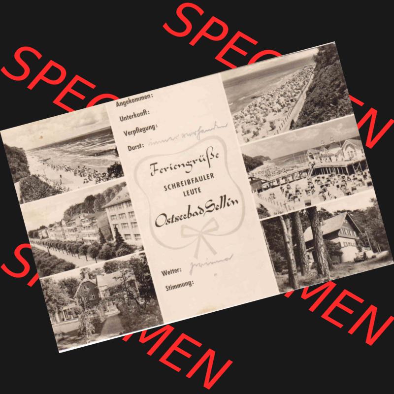 Ansichtskarte DDR Bezirk Rostock, Kreis Rügen, Ostseebad Sellin: DDR, Feriengrüße Schreibfauler Leute Ostseebad Sellin Rügen. Ansichtskarte bzw.... Sammlung