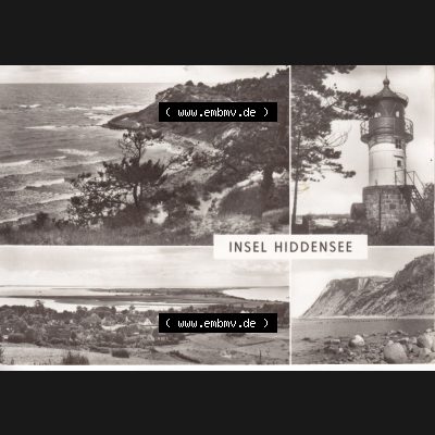 Ansichtskarte DDR Bezirk Rostock, Kreis Rügen, Insel Hiddensee, DDR, Insel Hiddensee, Die Hucke bei Kloster, Leuchtturm. s/w - schwarzweiß Ansichtskarte... Sammlung