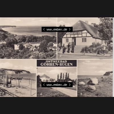 Ansichtskarte DDR Bezirk Rostock, Kreis Rügen, Ostseebad Göhren: DDR, Göhren, Heimatstube, Südstrand, Konzertplatz, Steilküste.... Sammlung