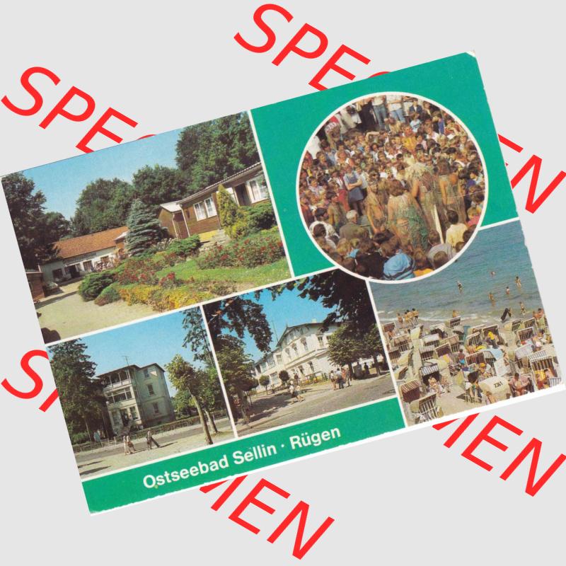 Ansichtskarte DDR Bezirk Rostock, Kreis Rügen, Ostseebad Sellin: DDR 1985 FDGB Erholungsheim Cafe Frohsinn Rugia 0,20 M III26-13 A1-679-84. Ansichtskarte bzw.... Sammlung