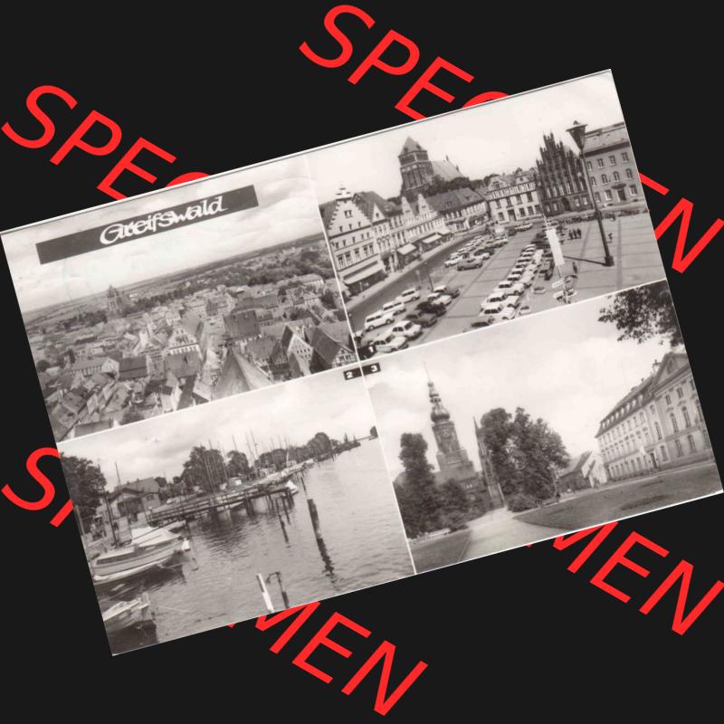 Ansichtskarte DDR Bezirk Rostock, Kreis Greifswald unsortiert Greifswald Platz der Freundschaft-Hafen Rubenow-Platz. Ansichtskarte bzw. Postkarte in schwarzweiß - s/w aus... Sammlung