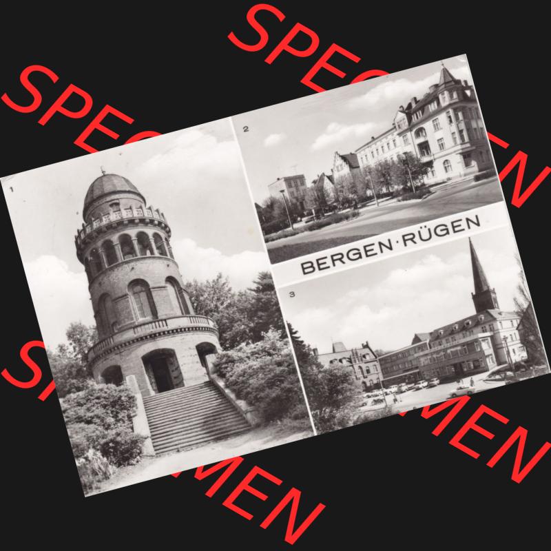 Ansichtskarte DDR Bezirk Rostock, Kreis Rügen, Stadt Bergen auf Rügen Ernst-Moritz-Arndt-Turm, Rugard-Turm, Karl-Marx-Platz, Ratskeller. Ansichtskarte bzw.... Sammlung