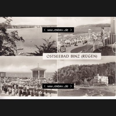 Alte Ansichtskarte DDR Bezirk Rostock, Kreis Rügen, Ostseebad Binz, 197x, Blick vom Hochufer Strand, Konzertplatz und Ferienhaus Haus Agnes. Ansichtskarte bzw.... Sammlung
