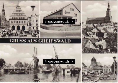 Ansichtskarte bzw. Postkarte in schwarzweiß - s/w aus DDR-Zeiten, Bezirk Rostock, Kreis Greifswald, unsortierte DDR-Sammlung Sammlung