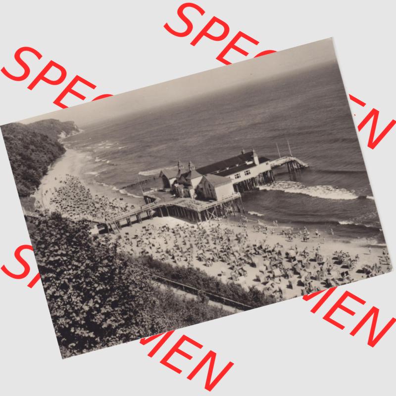 Ansichtskarte DDR Bezirk Rostock, Kreis Rügen, Ostseebad Sellin: Selliner Strand mit Seebrücke. Ansichtskarte bzw. Postkarte aus DDR-Zeiten der Deutschen Demokratischen... Sammlung