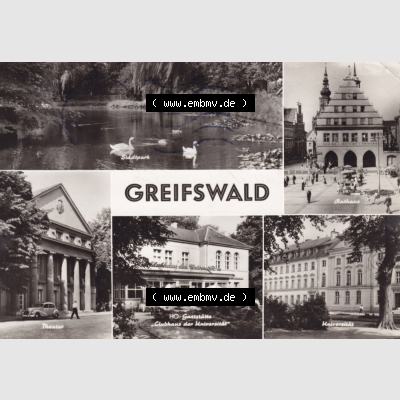 Ansichtskarte DDR Bezirk Rostock, Kreis Greifswald unsortiert Verschiedene Stadtansichten, Mehrbildkarte. Ansichtskarte bzw. Postkarte in schwarzweiß - s/w aus DDR-Zeiten... Sammlung