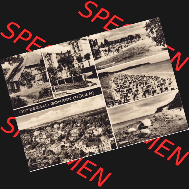 Ansichtskarte DDR Bezirk Rostock, Kreis Rügen, Ostseebad Göhren: Altes Strohdachhaus, Strandhotel, Strandpromenade, Am Strand, Teilansicht, Steilküste.... Sammlung