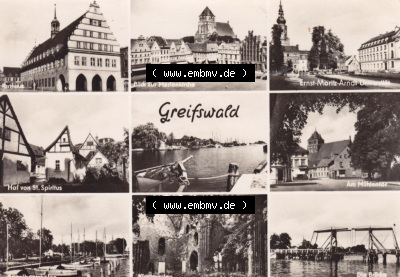 Ansichtskarte bzw. Postkarte in schwarzweiß - s/w aus DDR-Zeiten, Bezirk Rostock, Kreis Greifswald, unsortierte DDR-Sammlung Sammlung