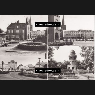 Ansichtskarte DDR Bezirk Rostock, Kreis Rügen, Stadt Bergen auf Rügen 1983, Karl-Marx-Platz, Rugardturm, Ernst-Moritz-Arndt-Turm. Ansichtskarte bzw.... Sammlung