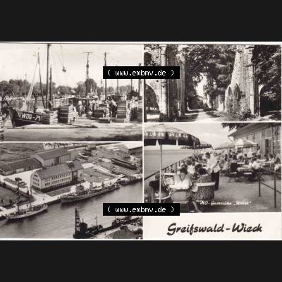 Ansichtskarte DDR Bezirk Rostock, Kreis Greifswald unsortiert Greifswald-Wieck DDR 0,25 M. Ansichtskarte bzw. Postkarte in schwarzweiß - s/w aus DDR-Zeiten der Deutschen... Sammlung