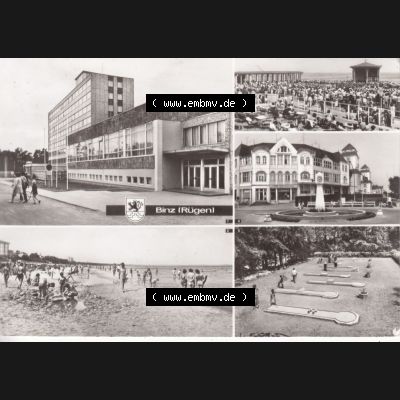 Alte Ansichtskarte DDR Bezirk Rostock, Kreis Rügen, Ostseebad Binz, 1983, Binz (Rügen) FDGB-Ferienheim Arkona, Strand, Kurhaus, Strandpromenade.... Sammlung