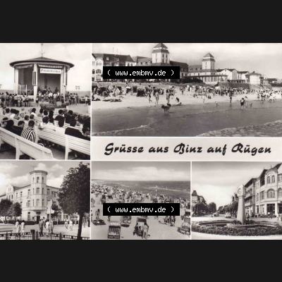 Alte Ansichtskarte DDR Bezirk Rostock, Kreis Rügen, Ostseebad Binz, DDR Grüsse aus Binz auf Rügen. Ansichtskarte bzw. Postkarte in s/w - schwarzweiß... Sammlung