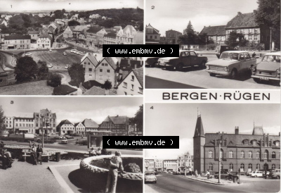 Ansichtskarte bzw. Postkarte aus DDR-Zeiten, Bezirk Rostock, Insel Rügen, Stadt Bergen der DDR Sammlung