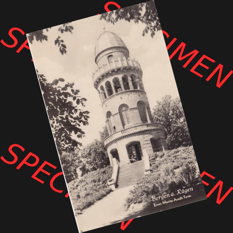 Ansichtskarte DDR Bezirk Rostock, Kreis Rügen, Stadt Bergen auf Rügen, Ernst-Moriz-Arndt-Turm. Ansichtskarte bzw. Postkarte aus DDR-Zeiten der Deutschen Demokratischen... Sammlung