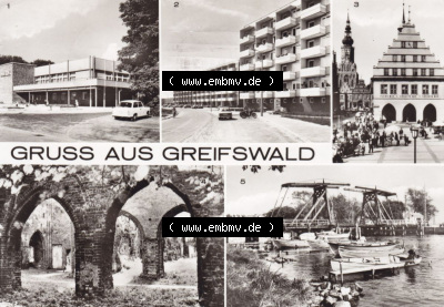 Ansichtskarte bzw. Postkarte in schwarzweiß - s/w aus DDR-Zeiten, Bezirk Rostock, Kreis Greifswald, unsortierte DDR-Sammlung Sammlung
