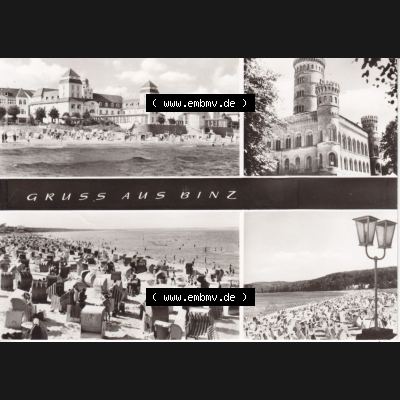 Alte Ansichtskarte DDR Bezirk Rostock, Kreis Rügen, Ostseebad Binz, Binz Mehrbildkarte Gruss aus Binz der DDR I. Ansichtskarte bzw. Postkarte in s/w - schwarzweiß... Sammlung