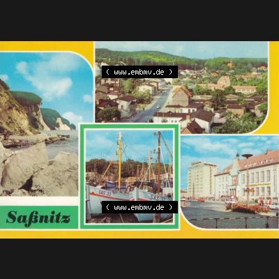 Ansichtskarte DDR Bezirk Rostock, Kreis Rügen, Stadt Sassnitz Postkarte in Farbe Kreideküste Hohes Ufer, Fischereihafen, Seemannsheim. Ansichtskarte bzw.... Sammlung