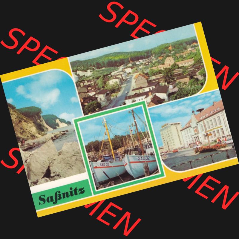 Ansichtskarte DDR Bezirk Rostock, Kreis Rügen, Stadt Sassnitz Postkarte in Farbe Kreideküste Hohes Ufer, Fischereihafen, Seemannsheim. Ansichtskarte bzw.... Sammlung