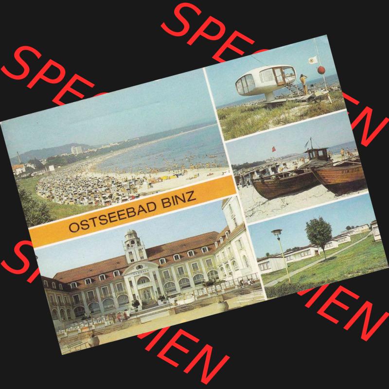 Ansichtskarte DDR Bezirk Rostock, Kreis Rügen, Ostseebad Binz, in Farbe - Color DDR, Ostseebad Binz (Rügen), Kurhaus Cafe, Fischerboote, Urlauberdorf.... Sammlung