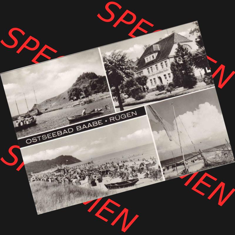 Ansichtskarte DDR Bezirk Rostock, Kreis Rügen, Ostseebad Baabe: Ostseebad Baabe Moritzburg, Kurverwaltung, Strand. Ansichtskarte bzw. Postkarte aus DDR-Zeiten... Sammlung