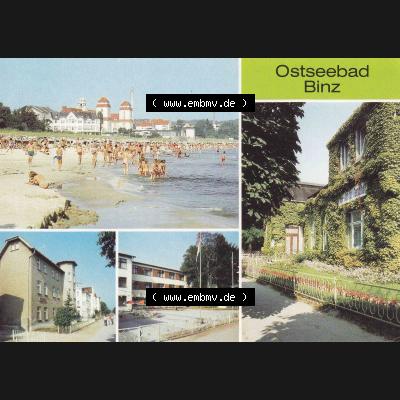 Ansichtskarte DDR Bezirk Rostock, Kreis Rügen, Ostseebad Binz, in Farbe - Color DDR, Binz auf Rügen, Strand Kurhaus, FDGB-Erholungsheim. Ansichtskarte... Sammlung