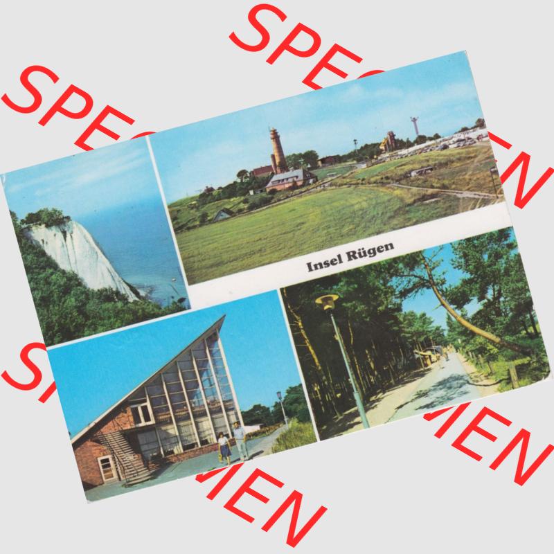 Ansichtskarte DDR Bezirk Rostock, Kreis Rügen, Insel Rügen allgemein, 1977, Insel Rügen, Königsstuhl, Kap Arkona, Glowe, Baabe,... Sammlung