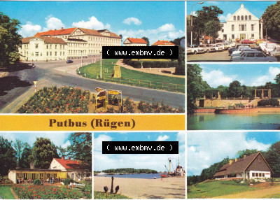 Ansichtskarte bzw. Postkarte aus DDR-Zeiten, Stadt Putbus auf der Insel Rügen im Norden der DDR / Deutschland Sammlung