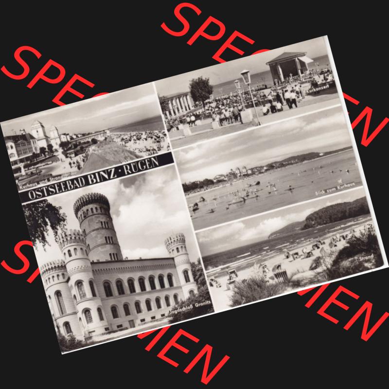 Alte Ansichtskarte DDR Bezirk Rostock, Kreis Rügen, Ostseebad Binz, Binz Mehrbildkarte Gruss aus Binz der DDR II. Ansichtskarte bzw. Postkarte in s/w - schwarzweiß... Sammlung